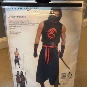 Dragon Ninja Costume for Men - Black and Red